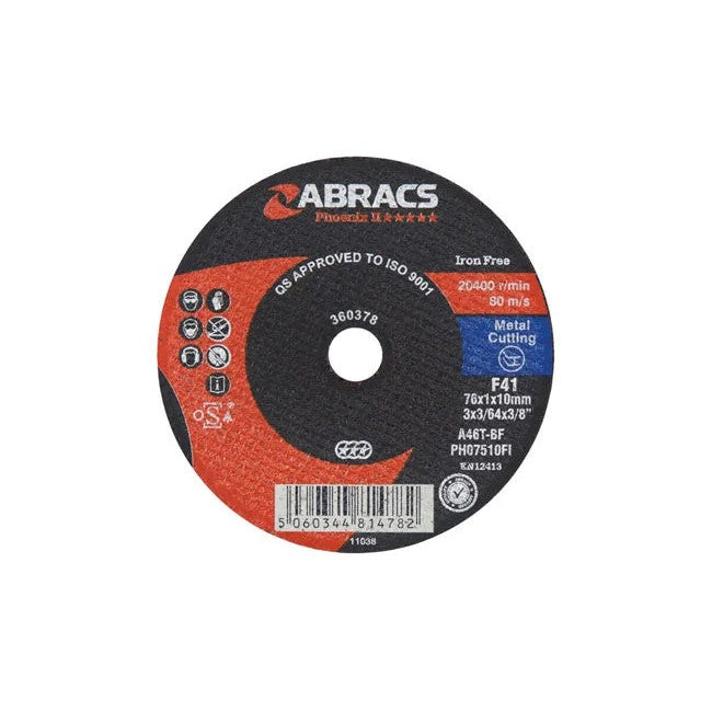 Abracs Extra Thin Flat Cutting Discs x 1.0mm 5pc 75-115mm