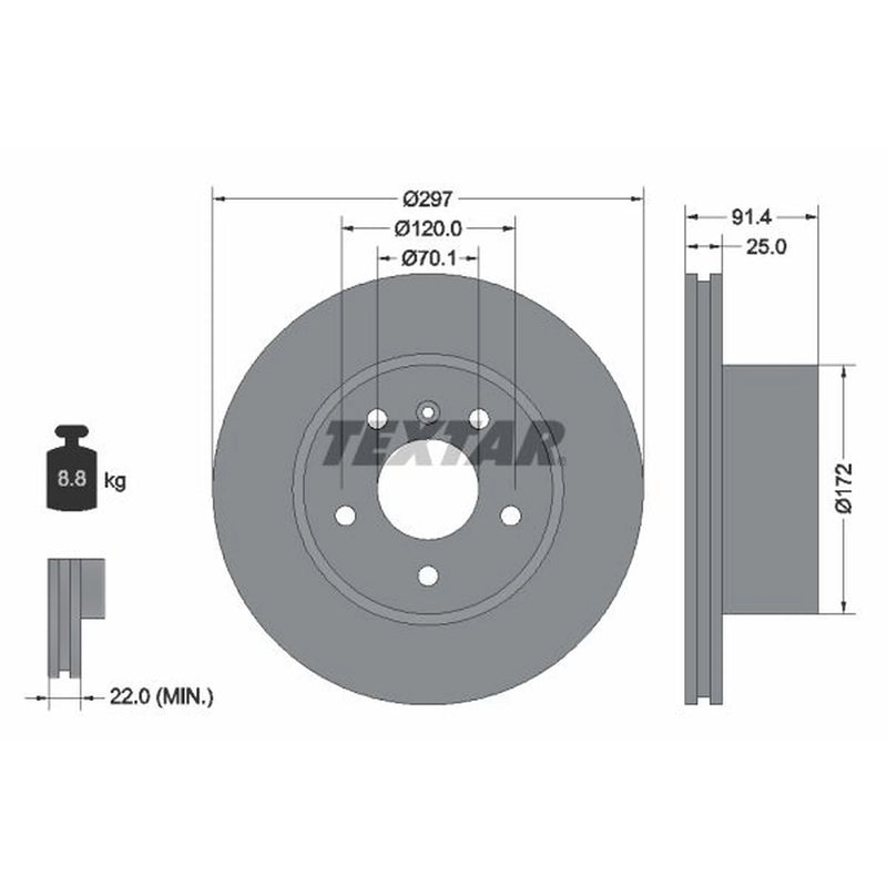 Textar 2 x Front Brake Discs 92129700