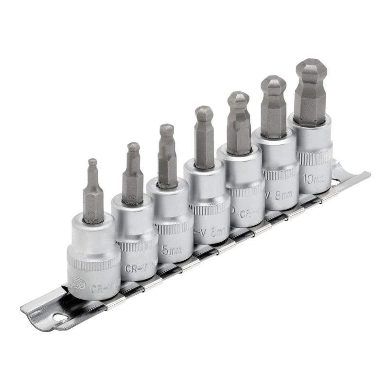 Draper Expert Ball-end Hex Socket Bit Set 3/8" Sq. Dr. 7 Piece