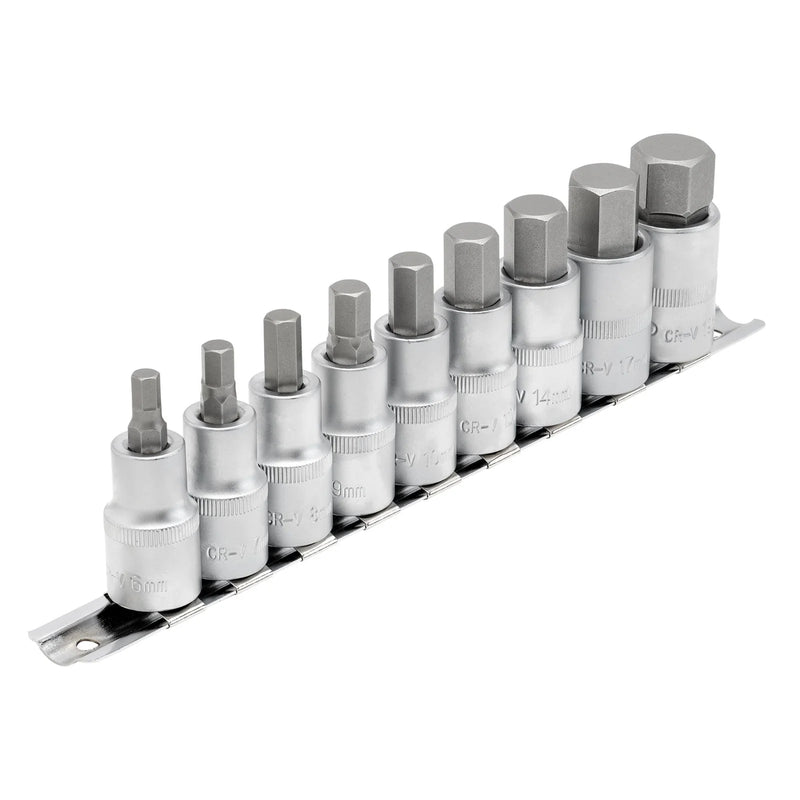 Draper Expert Hex Socket Bit Set 1/2" Dr. 9 Piece 55mm
