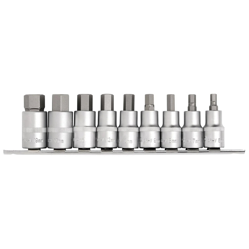 Draper Expert Hex Socket Bit Set 1/2" Dr. 9 Piece 55mm