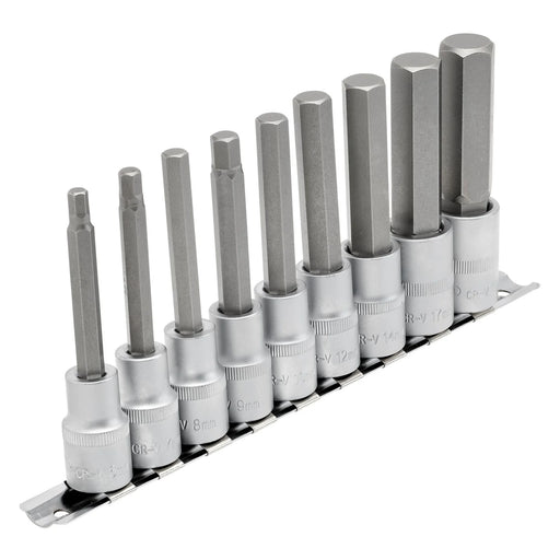 Draper Expert Hex Socket Bit Set 1/2" Sq. Dr. 100mm (9 Piece)