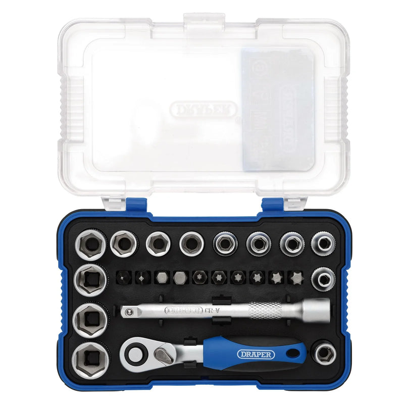 Draper Socket Set, 25 Piece, 1/4" Square Drive