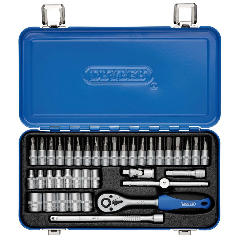 Draper Metric Socket Set 38 Piece 1/4" Sq. Dr. in Metal Case
