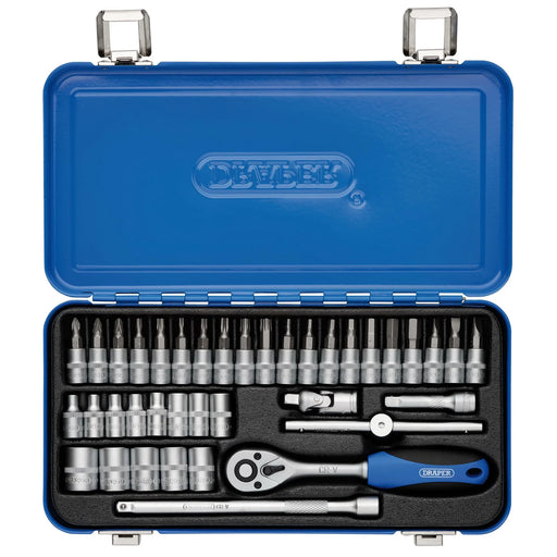 Draper Metric Socket Set 38 Piece 1/4" Sq. Dr. in Metal Case