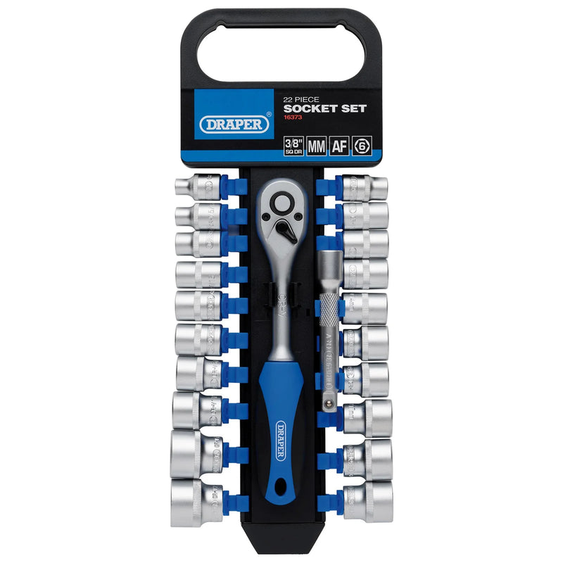 Draper Socket and Ratchet Set, 22 Piece, 3/8" Drive