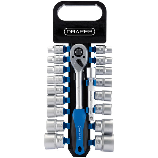Draper Metric Socket and Ratchet Set, 1/2" Sq. Dr. (19 Piece)