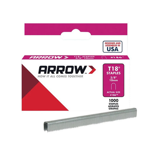 Arrow T18 Staples 10mm (3/8in) (Box 1000) - A186