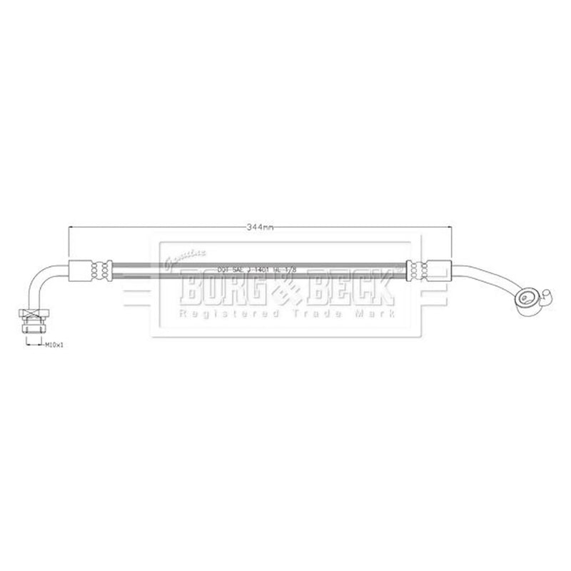 Borg & Beck Brake Hydraulic Hose Line Rear Right BBH8917