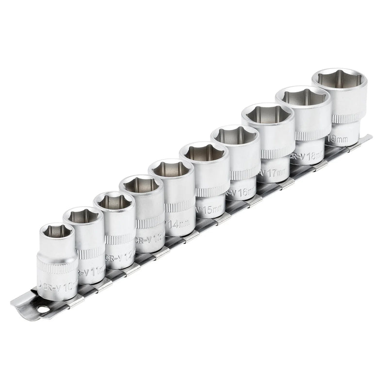 Draper Socket Set 10 Piece 3/8" Sq. Dr. on Metal Rail