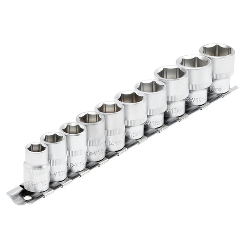 Draper Socket Set 10 Piece 3/8" Sq. Dr. on Metal Rail