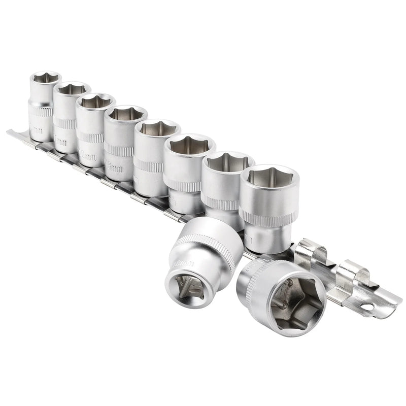 Draper Socket Set 10 Piece 3/8" Sq. Dr. on Metal Rail