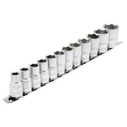 Draper Socket Set on Metal Rail, 1/2" Sq. Dr. (12 Piece)