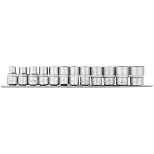 Draper Socket Set on Metal Rail, 1/2" Sq. Dr. (12 Piece)