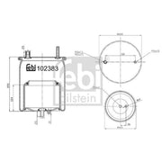 Febi Air Suspension Bellow 228mm Rear Right 102383