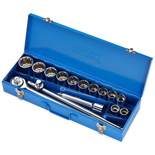 Draper HI-TORQ® Socket Set 15 Piece 3/4" Sq. Dr. in Metal Case