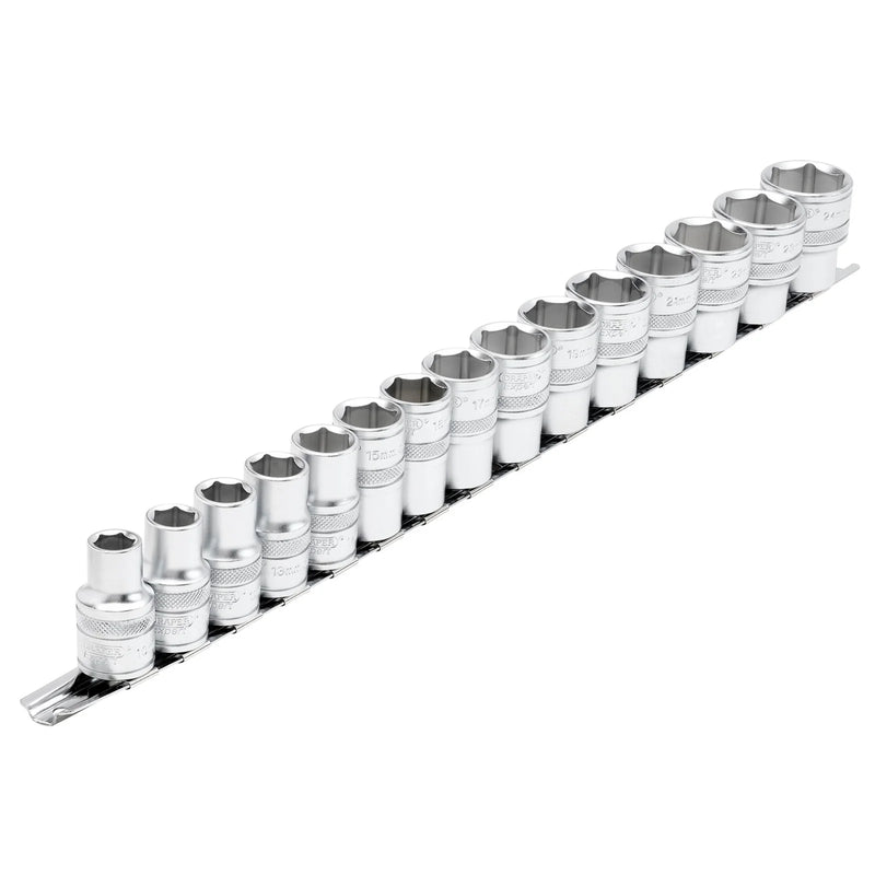 Draper Expert HI-TORQ® Metric Socket Set on Metal Rail, Sq. Dr. (15 Piece)