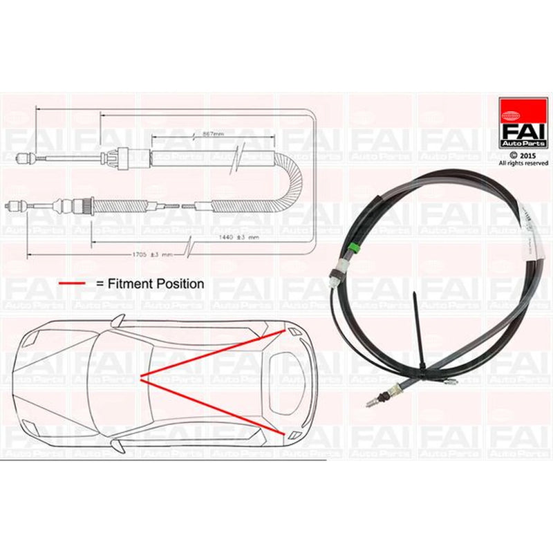 FAI Handbrake Cable Left Rear FBC0110