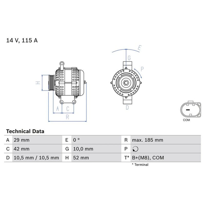 Bosch Car Alternator 12V 0 986 081 040