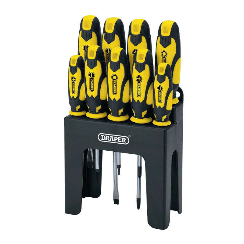 Draper Soft Grip Screwdriver Set 9 Piece Yellow