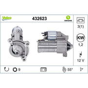 Valeo Starter Motor 12V 0.9kW Teeth 432623
