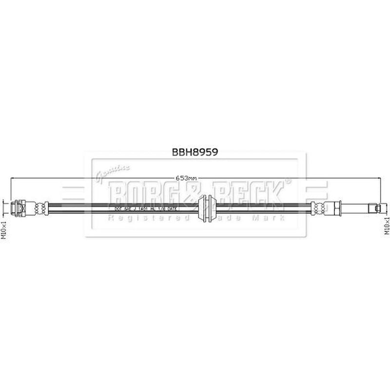 Borg & Beck Brake Hydraulic Hose Line Rear Lef BBH8959