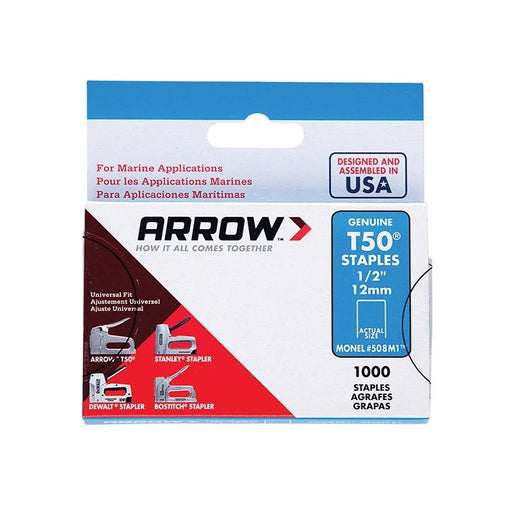 Arrow T50M 505m Monel Staples 8mm ( 5/16in) (Box 1000) - A505M1