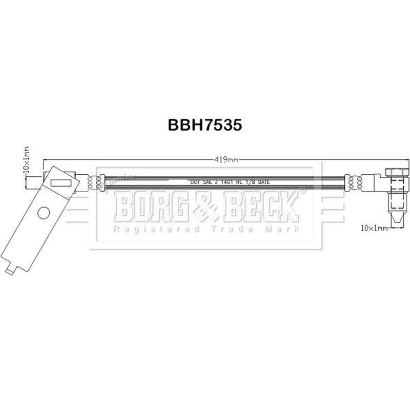 Borg & Beck Brake Hydraulic Hose Line Front Left BBH7535