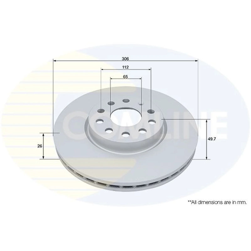 Comline 2 x Internally Vented Front Brake Discs ADC5105V