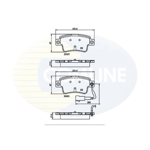 Comline 4 x Rear Brake Pad Set CBP21528