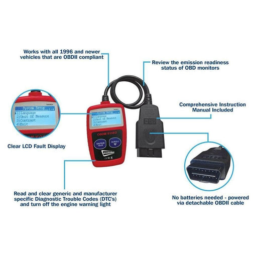 Streetwize Garage Vehicle LED ODBII Engine Fault Code Scanner Diagnostic Reader Streetwize  - Town Parts