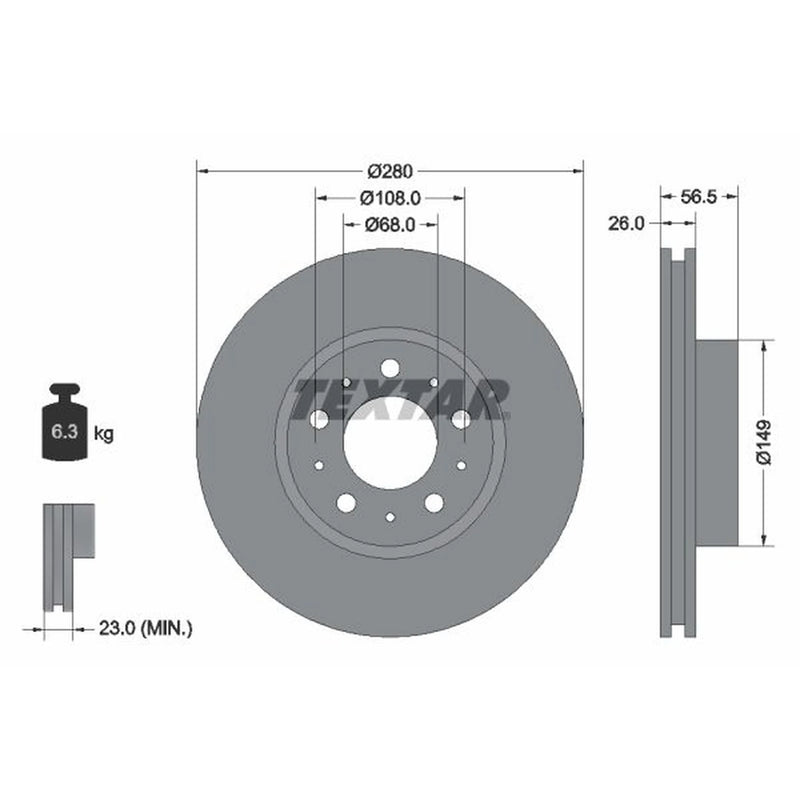Textar 2 x Vented Front Brake Discs 92055400