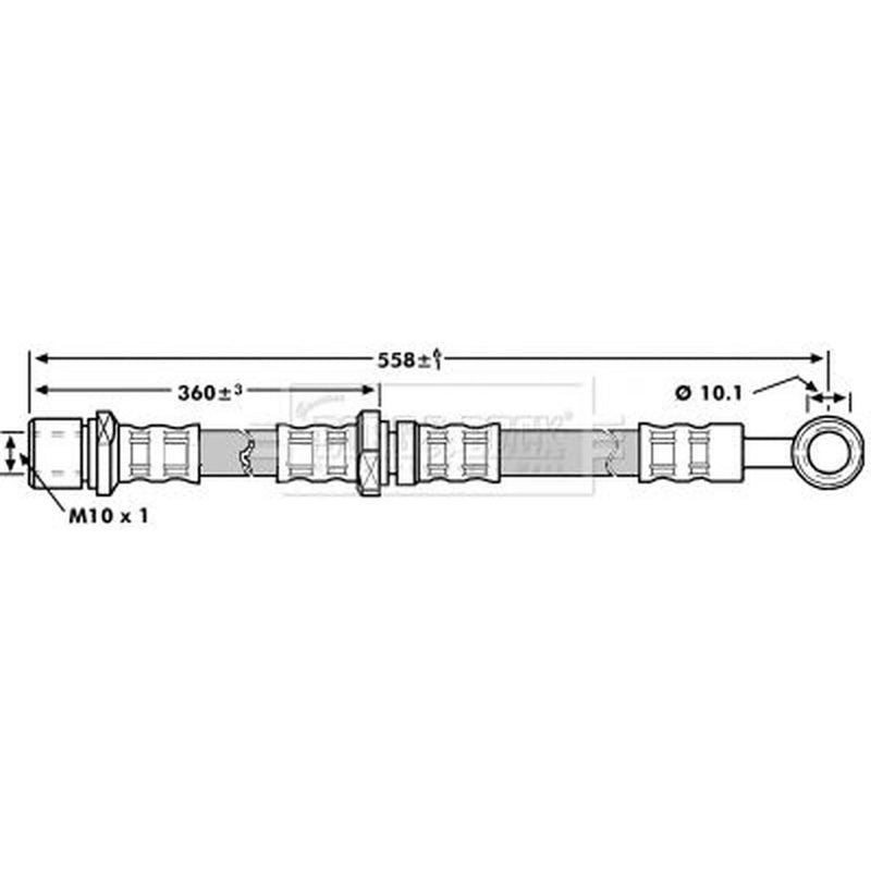 Borg & Beck Brake Hydraulic Hose Line Front Left BBH7190