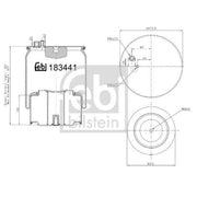 Febi Air Suspension Bellow 210mm Rear Right 183441