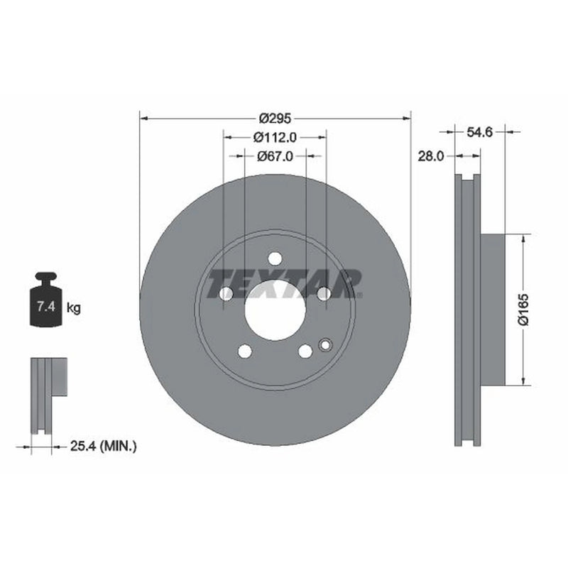 Textar 2 x Vented Front Brake Discs 92115105