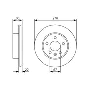 Bosch 2 x Vented Brake Discs 0 986 479 R95