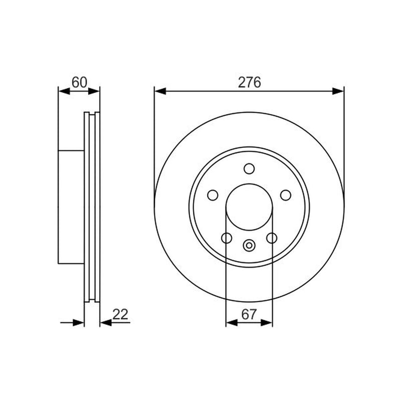 Bosch 2 x Vented Brake Discs 0 986 479 R95