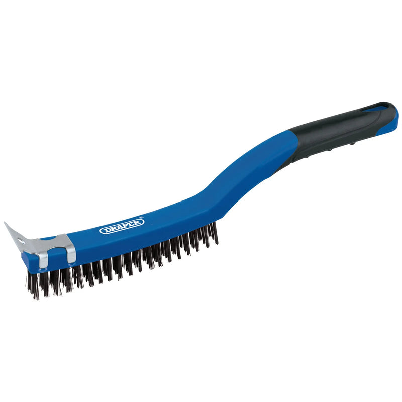 Draper Wire Scratch Brush with Scraper, 350mm Carbon Steel