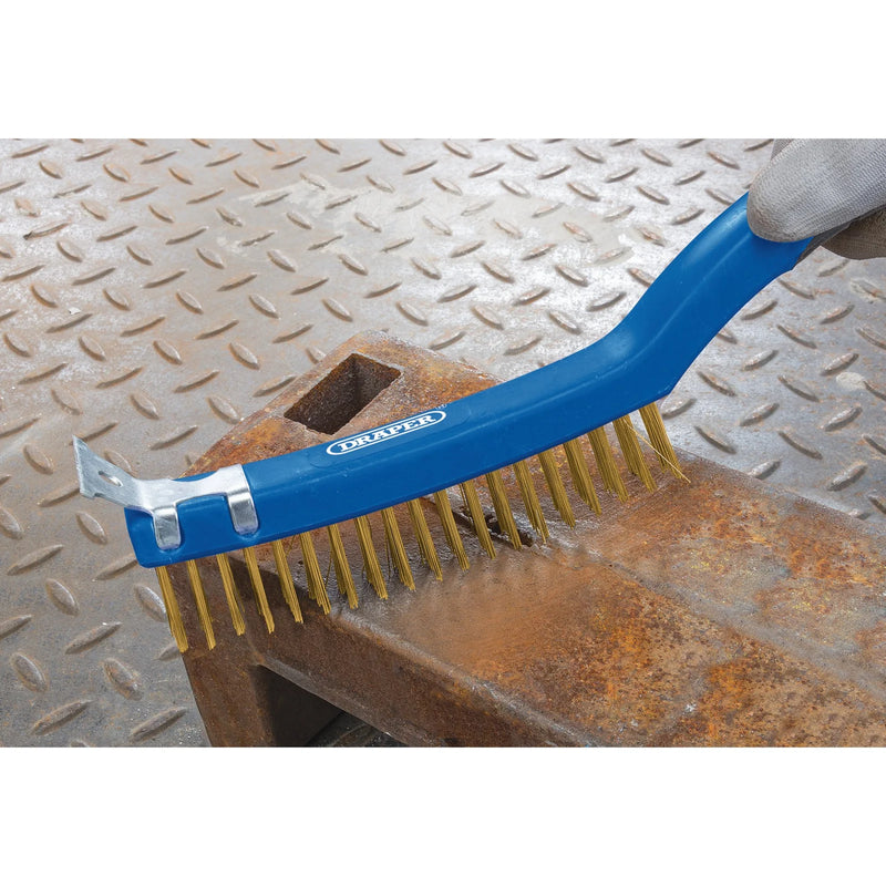 Draper Brass Wire Scratch Brush 350mm with Scraper