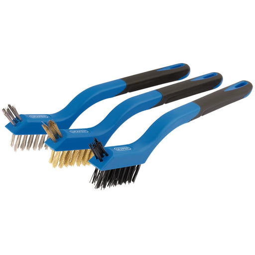 Draper Mini Brush Set 3 Piece - Nylon, Stainless Steel & Brass