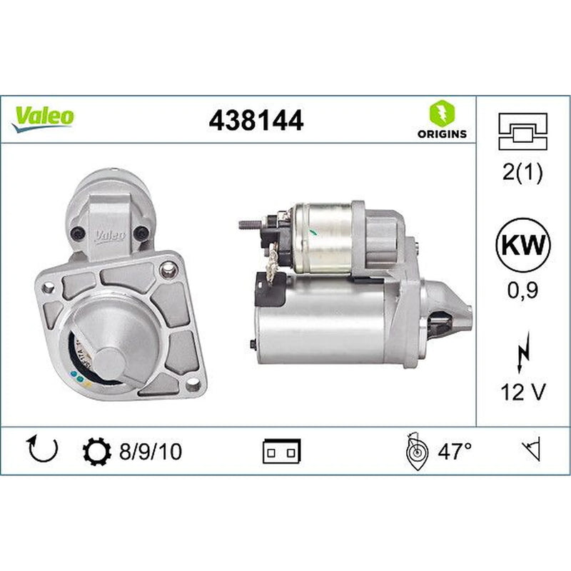 Valeo Starter Motor 12V 0.9kW Teeth 438144