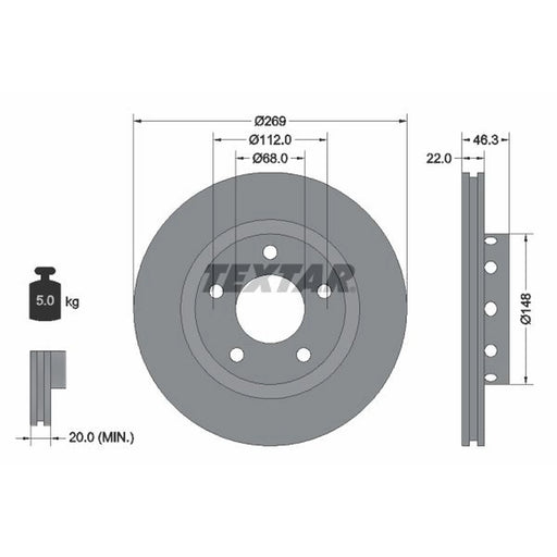 Textar 2 x Rear Brake Discs 92098400
