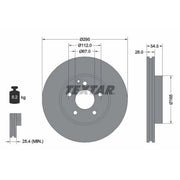 Textar 2 x Vented Front Brake Discs 92115205