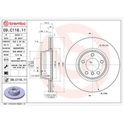 Brembo 2 x Internally Vented Front Brake Discs 09.C116.11