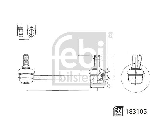Febi Stabiliser Bar Link Coupling Rod Front Left