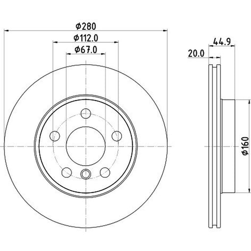 DON 2 x Internally Vented Front Brake Discs PCD20172