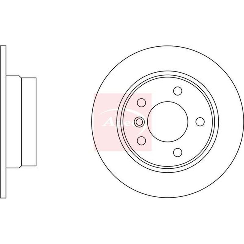 Apec 2 x Solid Rear Brake Discs DSK2298