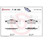 Brembo 4 x Rear Brake Pad Set P06032