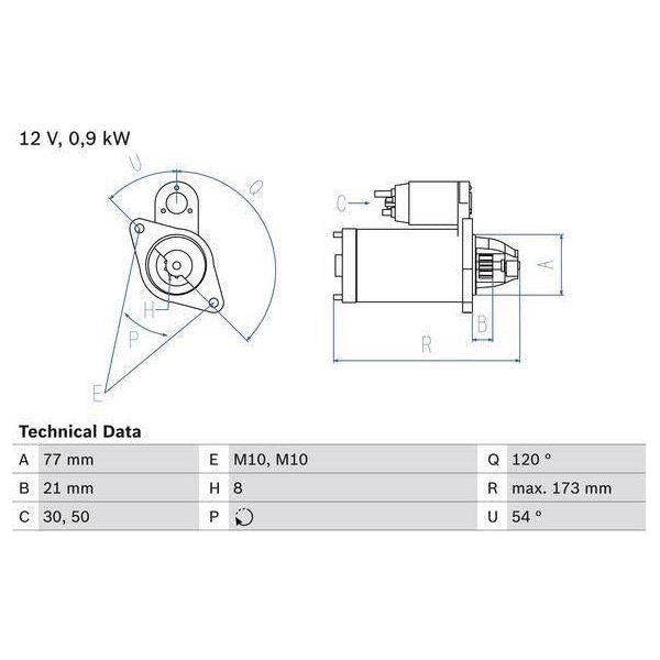 Bosch Reman Starter Motor 2572 0986025720 Bosch  - Town Parts