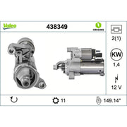Valeo Starter Motor 12V 1.4kW 11 Teeth 438349